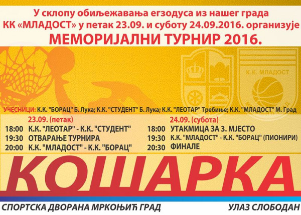 Меморијални кошаркашки турнир 2016.